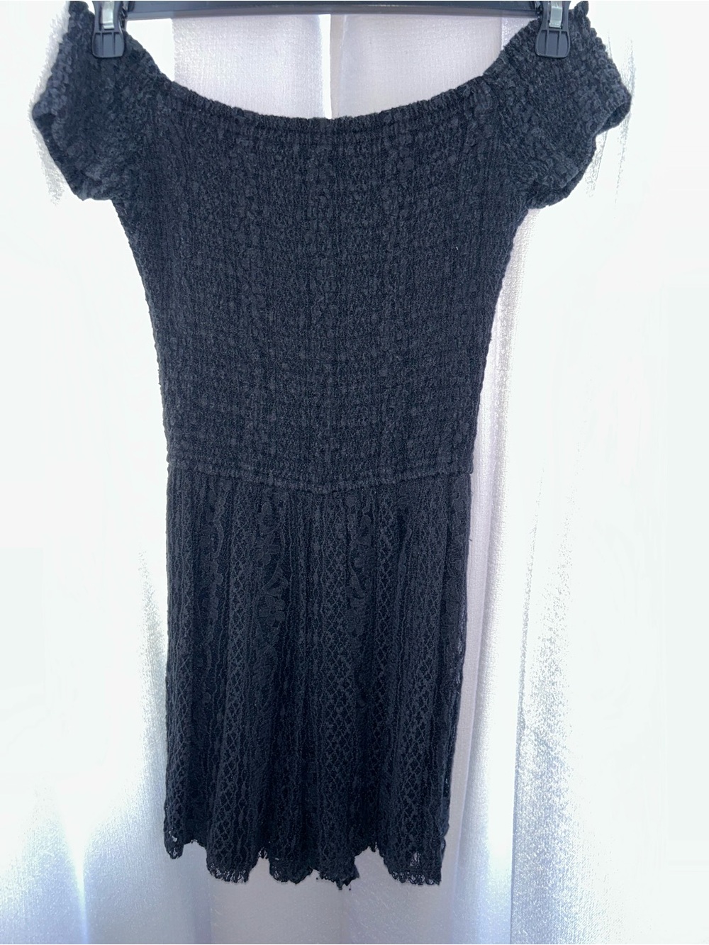 Hollister Black Off-Shoulder Lace Romper